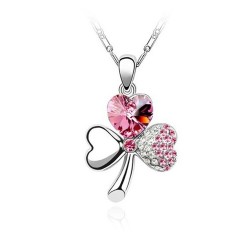 Pendant with crystal four-leaf clover - with necklaceNecklaces