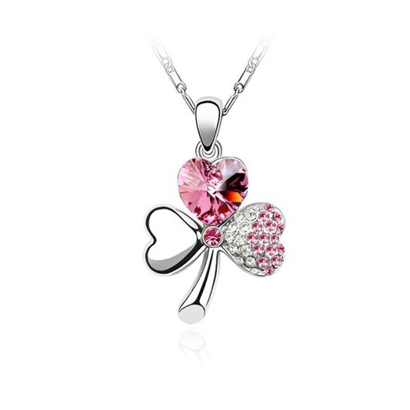 Pendant with crystal four-leaf clover - with necklaceNecklaces