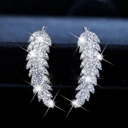 Crystal feathers - elegant stud earringsEarrings