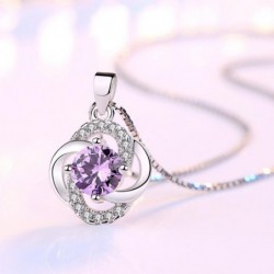 Crystal four-leaf clover - 925 sterling silver necklace - 45cm