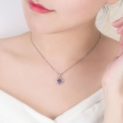 Crystal four-leaf clover - 925 sterling silver necklace - 45cm