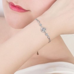 Crystal four-leaf clover bracelet - 925 sterling silver