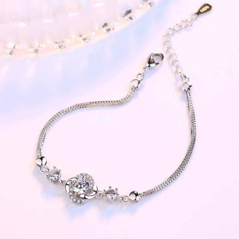 Crystal four-leaf clover bracelet - 925 sterling silver