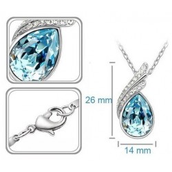 Austrian crystal feather / water drop - necklace / earring / bracelet - jewellery setNecklaces