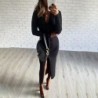 Fashionable button up dress - ankle length - long sleeve - v-neckDresses