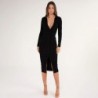 Fashionable button up dress - ankle length - long sleeve - v-neckDresses