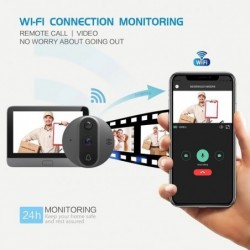 Smart video doorbell - with peephole / PIR motion detection / APP / WiFi - remote control