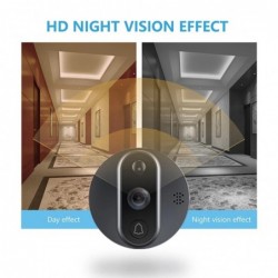 Smart video doorbell - with peephole / PIR motion detection / APP / WiFi - remote control