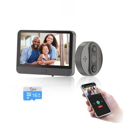 Smart video doorbell - with peephole / PIR motion detection / APP / WiFi - remote control