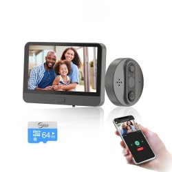 Smart video doorbell - with peephole / PIR motion detection / APP / WiFi - remote control