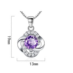 Crystal four-leaf clover - 925 sterling silver necklace - 45cm