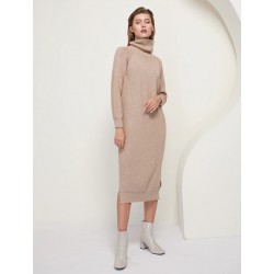 Loose knitted dress - long sweater - with turtleneck / long sleeveDresses