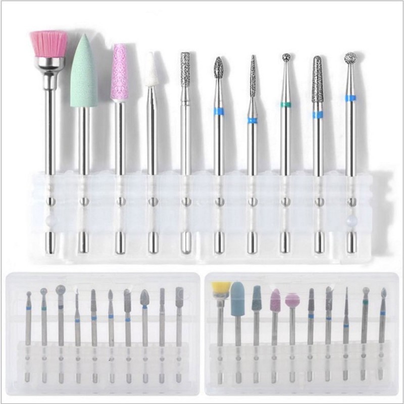Ceramic rotary drill bits - cone tips - for electric manicure / pedicure machine - 10 pieces