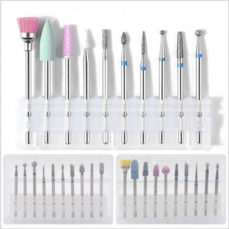 Ceramic rotary drill bits - cone tips - for electric manicure / pedicure machine - 10 pieces