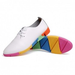 Fashionable loafers - flat shoes - with rainbow soles / laces - genuine leatherShoes