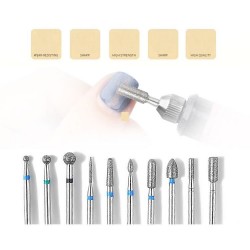 Ceramic rotary drill bits - cone tips - for electric manicure / pedicure machine - 10 pieces