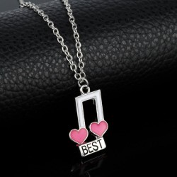 Best Friends - music notes / heart shaped pendant - necklace - 2 piecesNecklaces