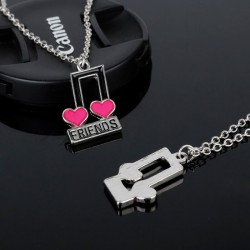 Best Friends - music notes / heart shaped pendant - necklace - 2 piecesNecklaces