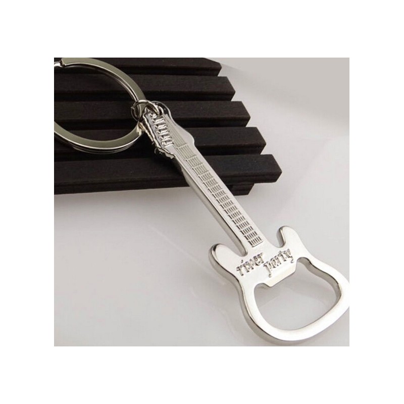Guitar shaped bottle opener - metal keychain