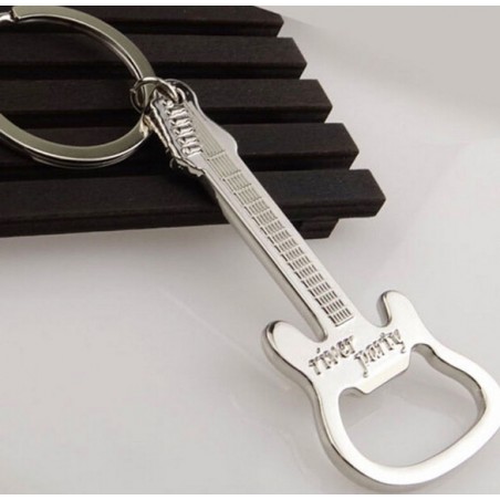 Guitar shaped bottle opener - metal keychain