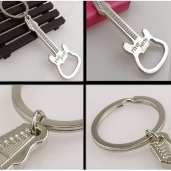 Guitar shaped bottle opener - metal keychain