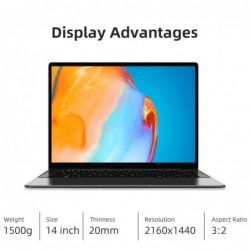 CHUWI GemiBook Pro - 14 inch - 2K - 12GB RAM 256GB - SSD - Windows 10 - computer with backlit / keyboard