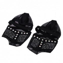 Ballet / dance socks - open toe / protective leather pads - mesh / rhinestones