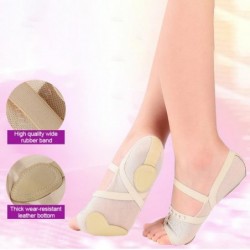 Ballet / dance socks - open toe / protective leather pads - mesh / rhinestones
