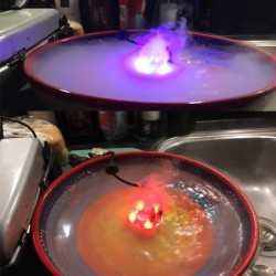 Ultrasonic fog maker - for water pond / fountain / air humidifier - color changing LED light - 24V