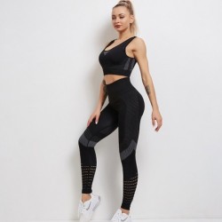 Elastic push up bra / leggings - seamless - high waist - 2 piece setFitness