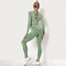 Camouflage fitness set - seamless - long sleeve shirt / leggings