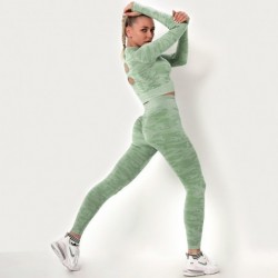 Camouflage fitness set - seamless - long sleeve shirt / leggings