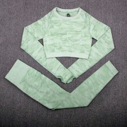 Camouflage fitness set - seamless - long sleeve shirt / leggings