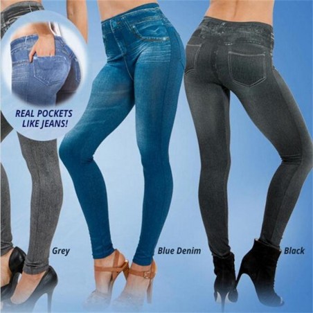 Warm leggings - slimming pants - with fleece lining / pockets