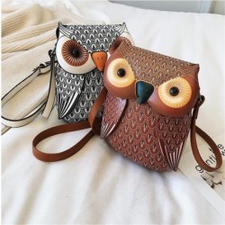 Owl shaped small leather bag - crossbody / shoulder