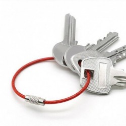 Stainless steel wire keyring - round rope - screwable connector