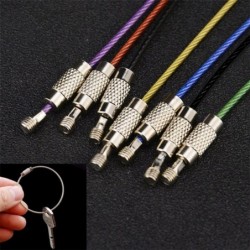 Stainless steel wire keyring - round rope - screwable connector