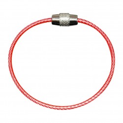Stainless steel wire keyring - round rope - screwable connector