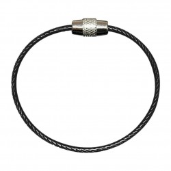 Stainless steel wire keyring - round rope - screwable connector