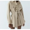 Vintage woolen beige jacket - with pockets / belt / buttonsJackets