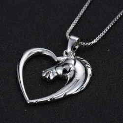 Heart shaped pendant with horse head - stainless steel necklaceNecklaces