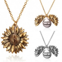 Sunflower shaped pendant with necklace - openable - "You Are My Sunshine" lettering