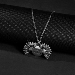 Sunflower shaped pendant with necklace - openable - "You Are My Sunshine" lettering