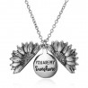 Sunflower shaped pendant with necklace - openable - "You Are My Sunshine" lettering