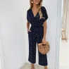 Classic polka dots jumpsuit - short sleeve - loose leg