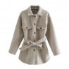 Vintage woolen beige jacket - with pockets / belt / buttonsJackets