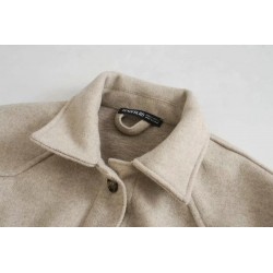 Vintage woolen beige jacket - with pockets / belt / buttonsJackets