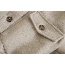 Vintage woolen beige jacket - with pockets / belt / buttonsJackets