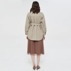 Vintage woolen beige jacket - with pockets / belt / buttonsJackets