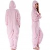 One piece pyjama - fluffy fleece warm jumpsuit - with hood / zipper